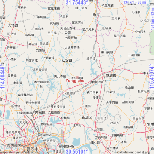 Yongjiahe on map