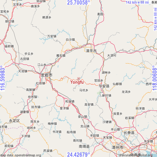 Yongfu on map