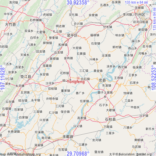 Yongfeng on map