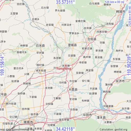 Yongfeng on map