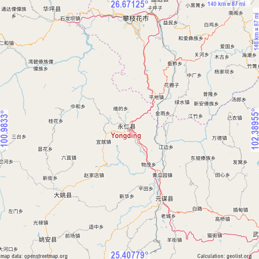 Yongding on map