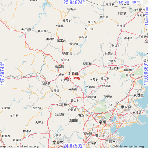 Taocheng on map