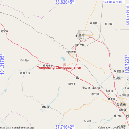 Yongchang Chengguanzhen on map