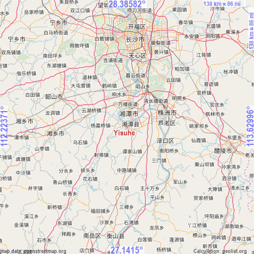 Yisuhe on map