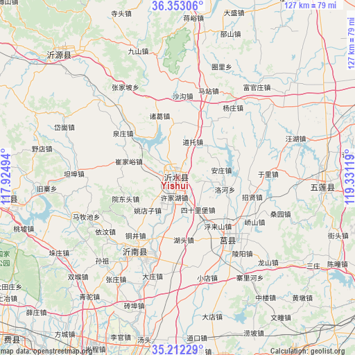 Yishui on map