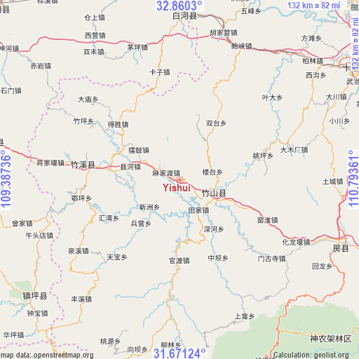 Yishui on map