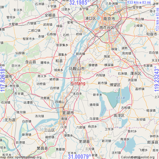 Yintang on map