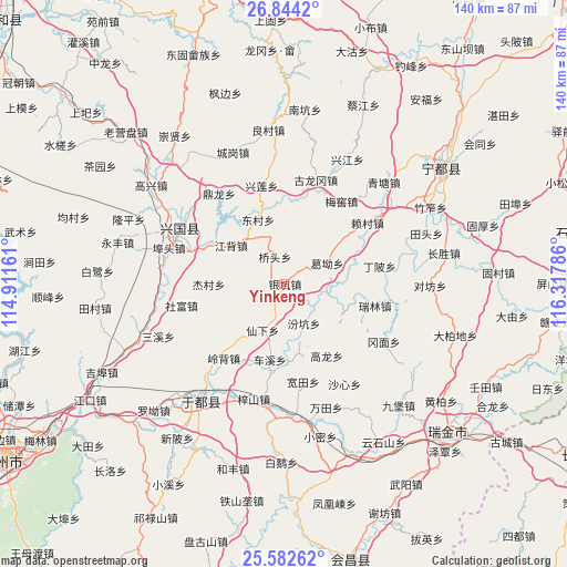 Yinkeng on map