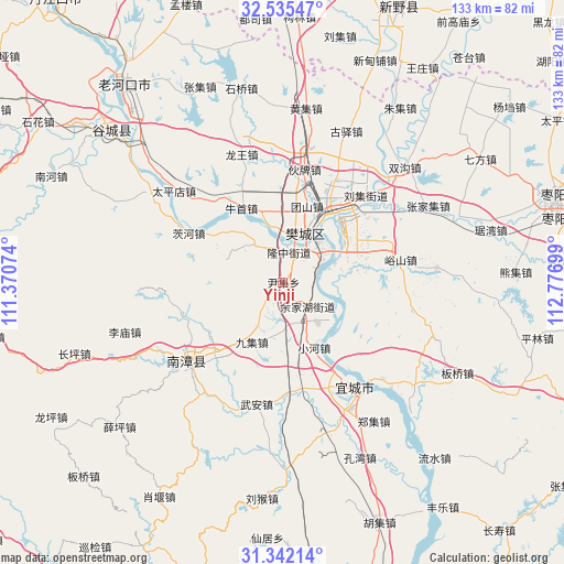 Yinji on map