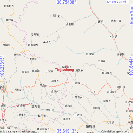 Yinjiacheng on map