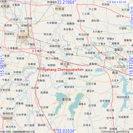 Yingshang Chengguanzhen on map