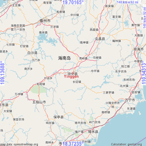 Yinggen on map