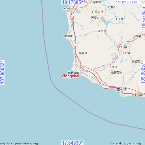 Yinggehai on map