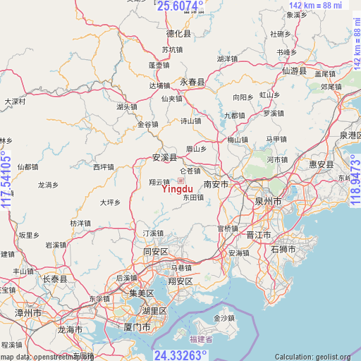 Yingdu on map