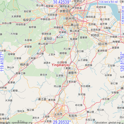 Yingdianjie on map