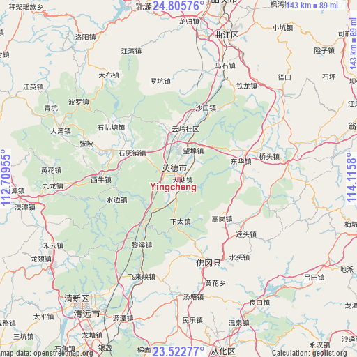 Yingcheng on map