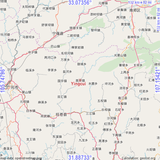 Yingcui on map