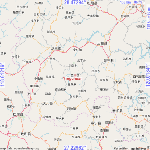 Yingchuan on map