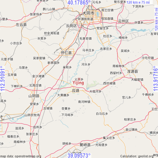 Yijing on map