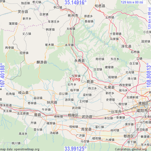 Yijing on map