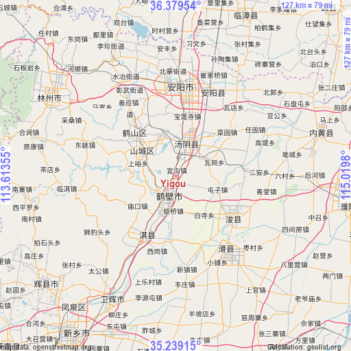Yigou on map