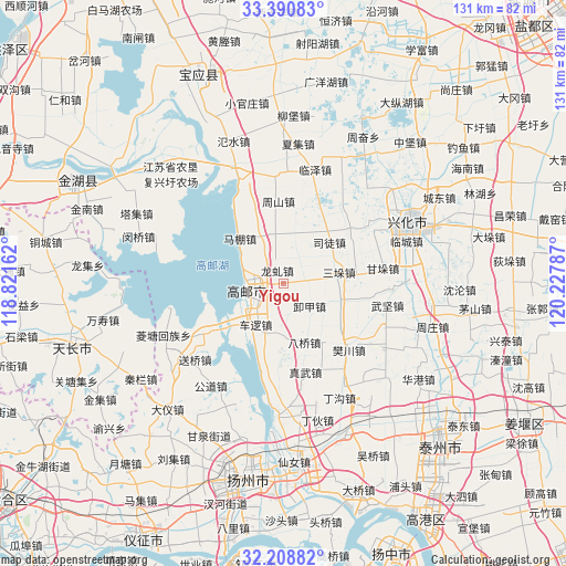 Yigou on map