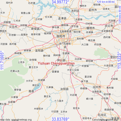 Yichuan Chengguanzhen on map