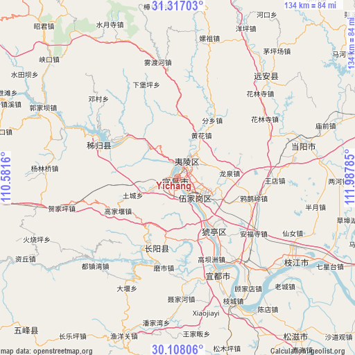 Yichang on map