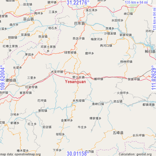 Yesanguan on map