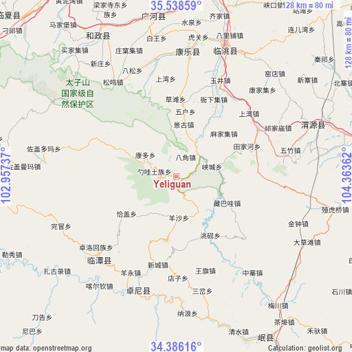 Yeliguan on map