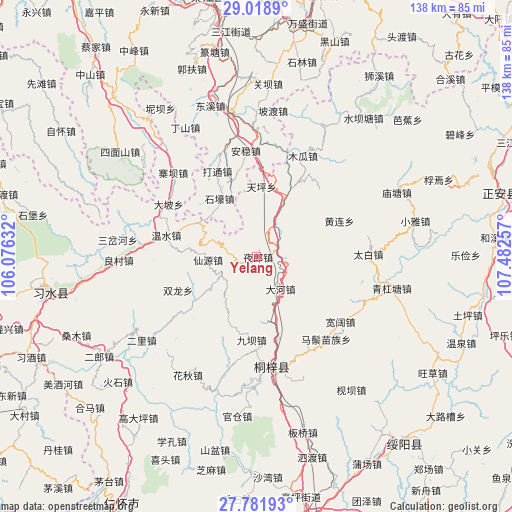 Yelang on map
