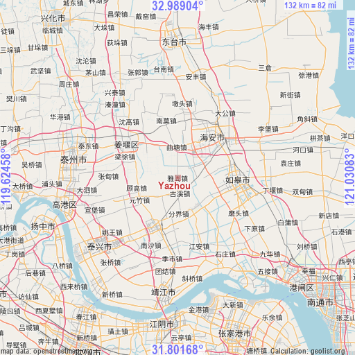 Yazhou on map