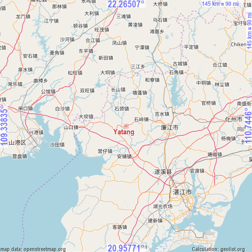 Yatang on map