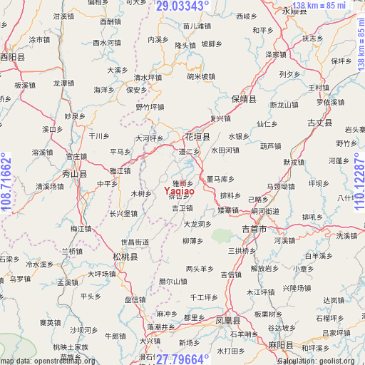 Yaqiao on map