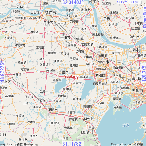 Yaotang on map