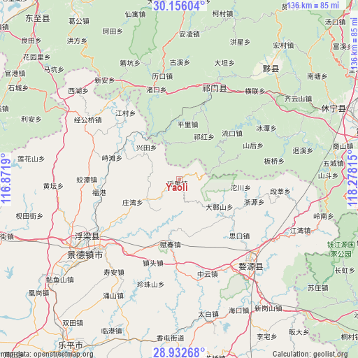 Yaoli on map