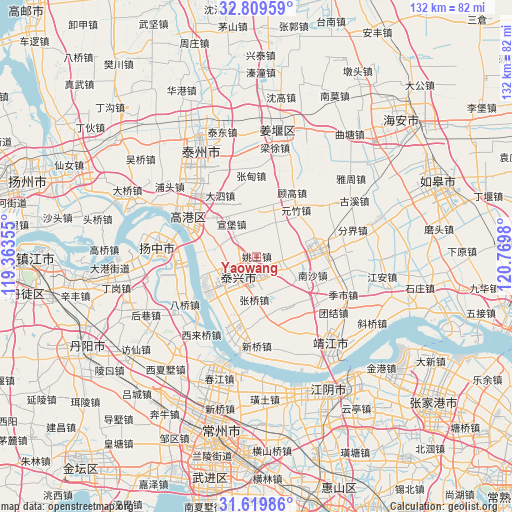 Yaowang on map