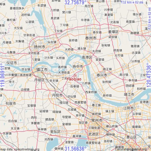 Yaoqiao on map