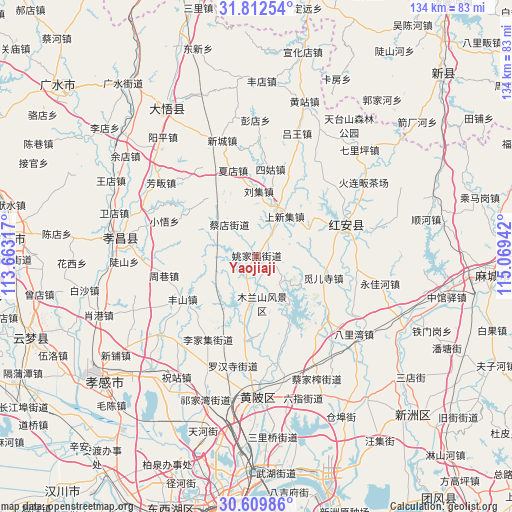 Yaojiaji on map