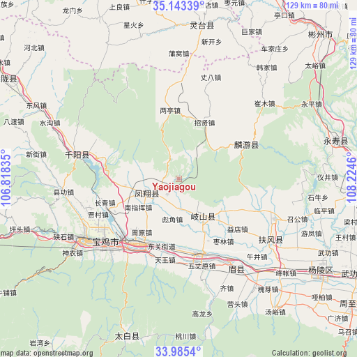 Yaojiagou on map