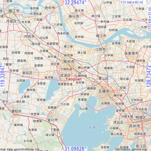 Yaoguan on map