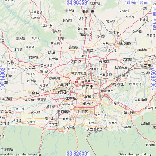 Yaodian on map