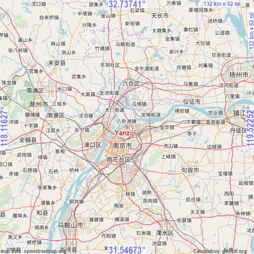 Yanziji on map