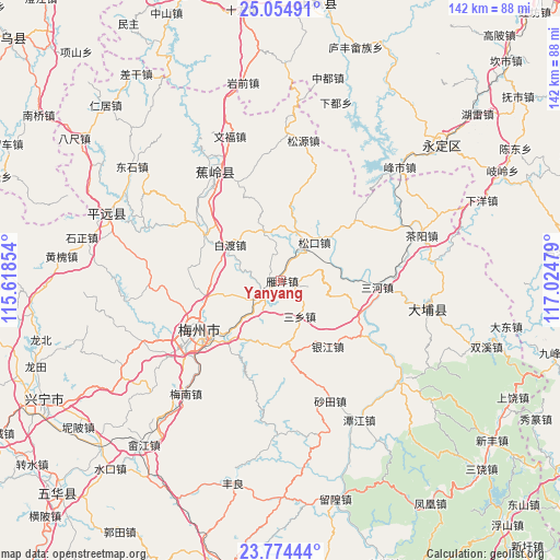 Yanyang on map