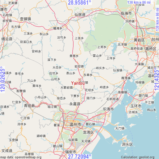 Yantou on map