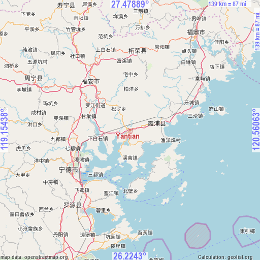 Yantian on map
