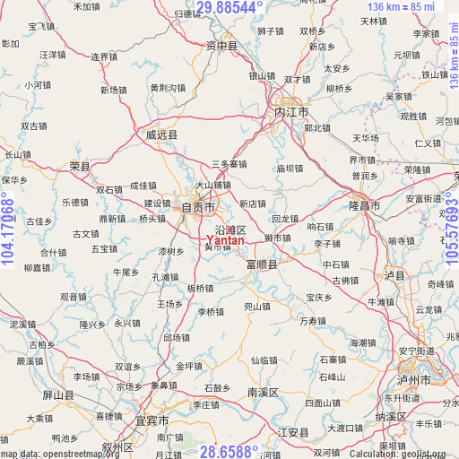 Yantan on map
