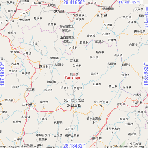 Yanshan on map