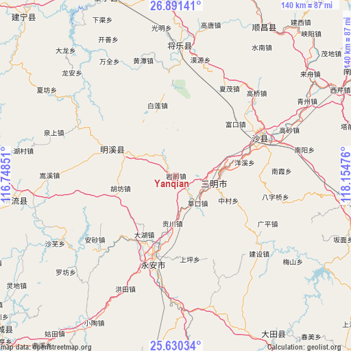 Yanqian on map