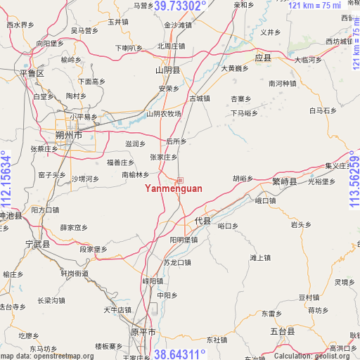 Yanmenguan on map